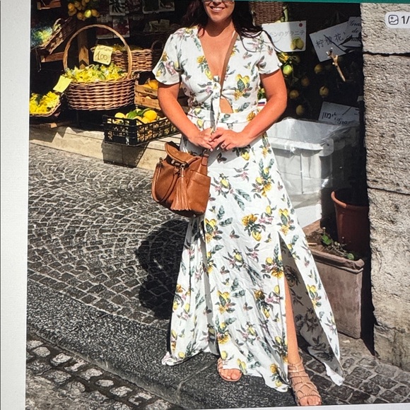 Rue21 Dresses & Skirts - Rue 21 tie front lemon maxi dress 🍋 Womens XL 2 slit front Resort vacation Beach